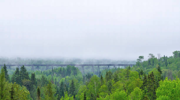 슬리핑 자이언트 주립 공원 근처 트랜스 캐나다 기차 트레슬 브리지 - thunder bay canada ontario provincial park 뉴스 사진 이미지