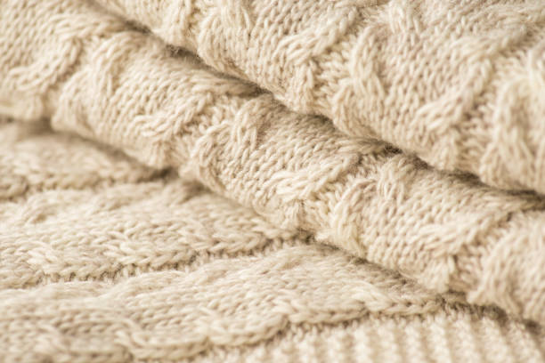 istock Closeup photo of knitted woolen fabric with pattern 1335916176