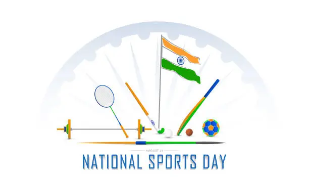 Vector illustration of National Sports day India. August 29.
