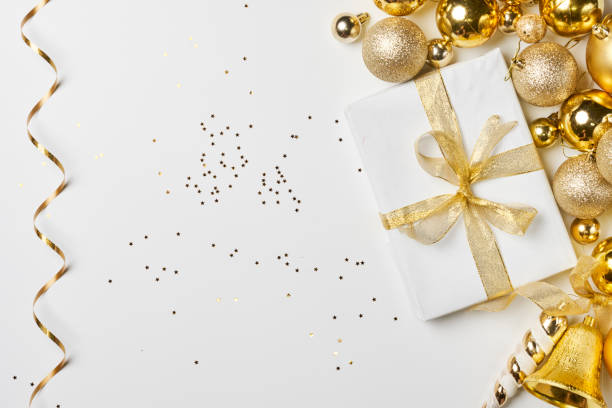 istock Christmas gift and festive baubles 1335924622