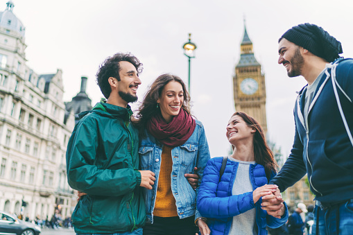 Group of friends enjoying London together