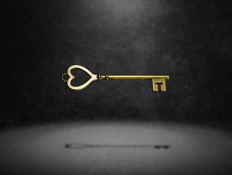Vintage key isolated, key to success
