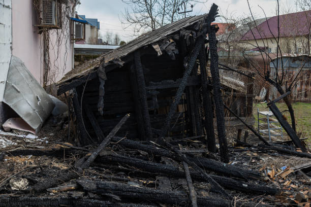 istock Consequences of a fire. Background with copy space for text 1335927582