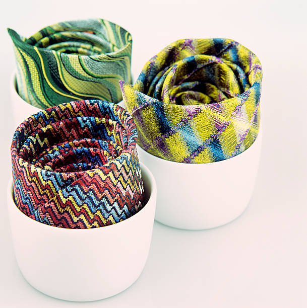 Three Italian ties in three sugar bowls. Limited depth of focus. AdobeRGB