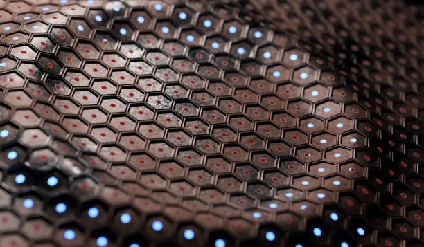 istock Digital, futuristic red hexagon background. 3d render. 1335934290