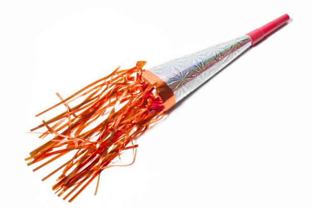 Party horn blower on white background