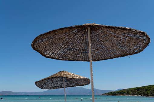 Straw beach umbrella