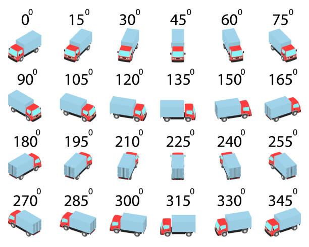 異なる角度から24台のトラックのセット。 - truck automobile industry car cartoon点のイラスト素材／クリップアート素材／マンガ素材／アイコン素材