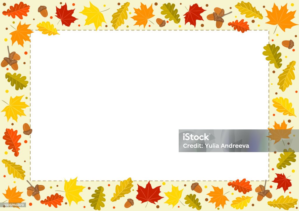 Fall Color Rectangle Frame Svg Autumn Rectangle Frame Made From Handdrawn Foliage Stock Illustration ...