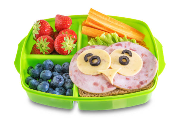 istock School healthy lunches with funny faces in a container on a white isolated background 1335958451