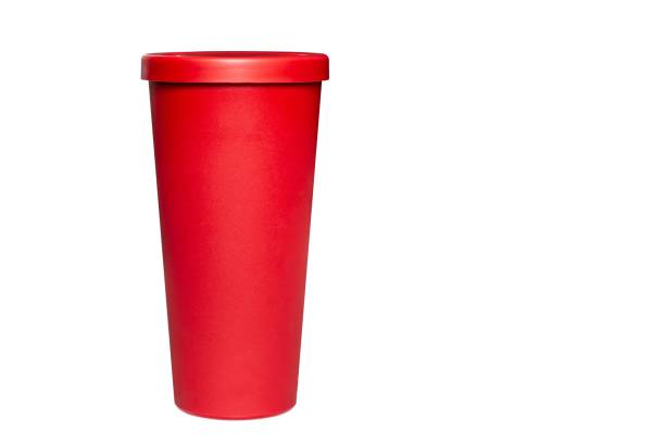 istock Red plastic cup isolated on a white background with clipping path. Glass for cold coffee. 1335959836