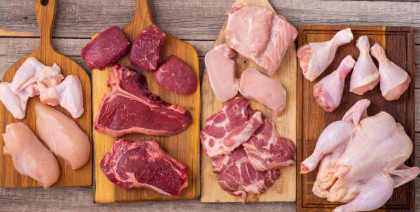 istock Assortment of raw meat . chicken beef and pork . 1335960244