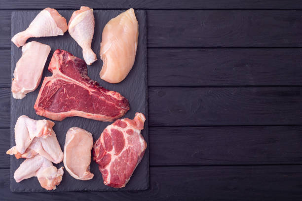 istock Assortment of raw meat . chicken beef and pork . 1335960246