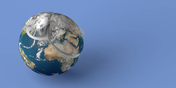 istock Cracked and broken smoking planet earth floating on infinite blue background. Planet in danger and fragile. 3D illustration. Copy space. 1335962094