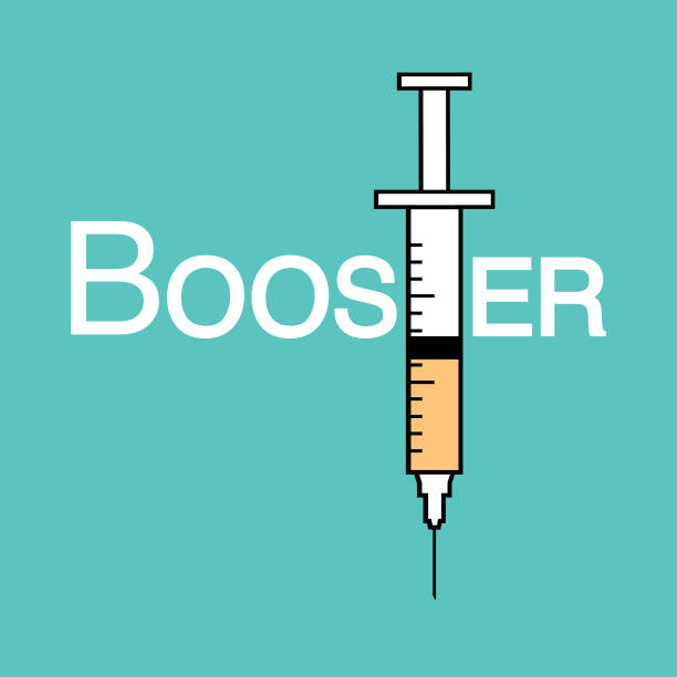 Square Booster Syringe Icon Vector illustration of booster vaccine syringe icon. booster dose stock illustrations
