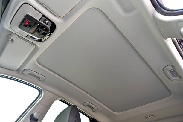 istock Closed panoramic sunroof in a passenger car 1335964228