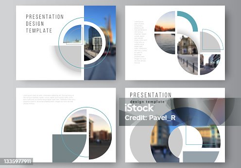 istock Vector layout of the presentation slides design business templates, multipurpose template for presentation brochure. Background with abstract circle round banners. Corporate business concept template 1335977911