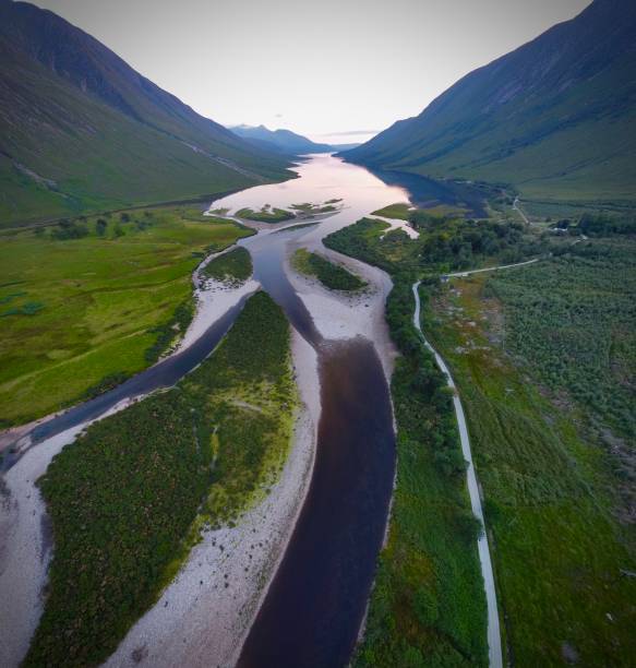 Glen Etive from the air Glen Etive from the air etive river photos stock pictures, royalty-free photos & images