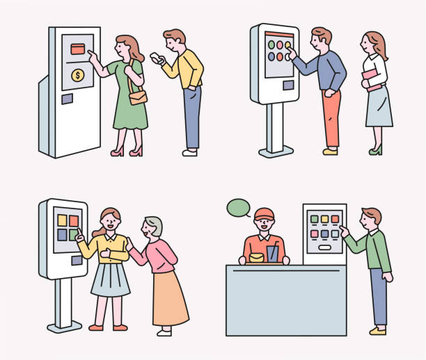 ilustrações, clipart, desenhos animados e ícones de estilo de vida inteligente. - vending machine machine coin operated convenience