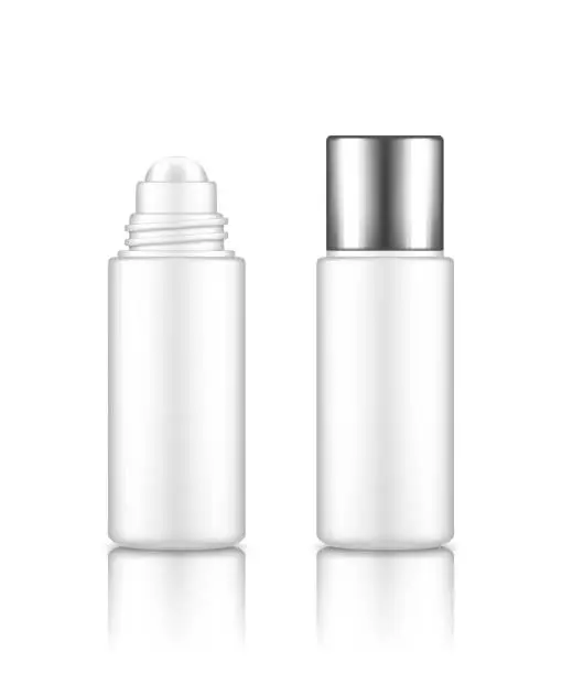 Vector illustration of Lip, eye roller bottle with cream, serum, or essential oil for lifting, facial care and wrinkle prevent