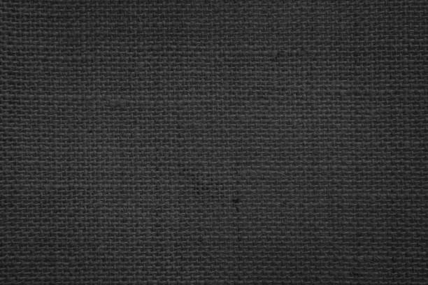 istock Jute hessian sackcloth canvas woven texture pattern background in light black color blank empty. 1336005681
