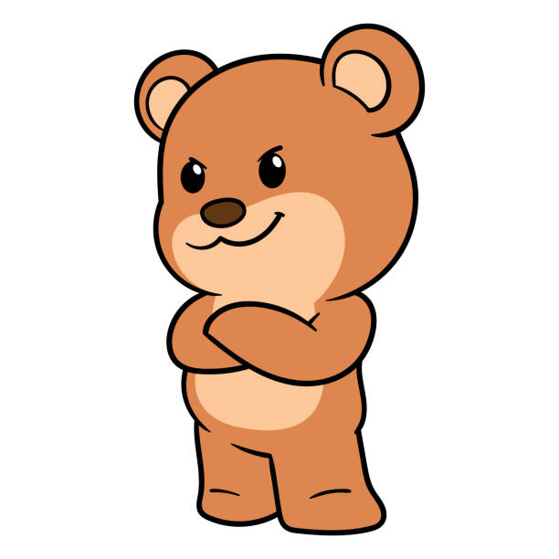 Vector Cartoon Teddy Bear With Arms Crossed Illustration Stock Illustration  - Download Image Now - iStock