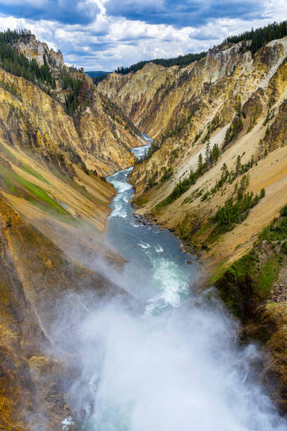 grand canyon of the yellowstone river - lower falls imagens e fotografias de stock