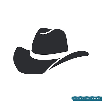 Western Style Cowboy Hat Icon Vector Template Flat Design Illustration Design