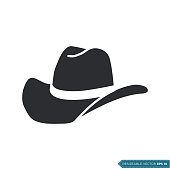 istock Western Style Cowboy Hat Icon Vector Template Flat Design Illustration Design 1336015034