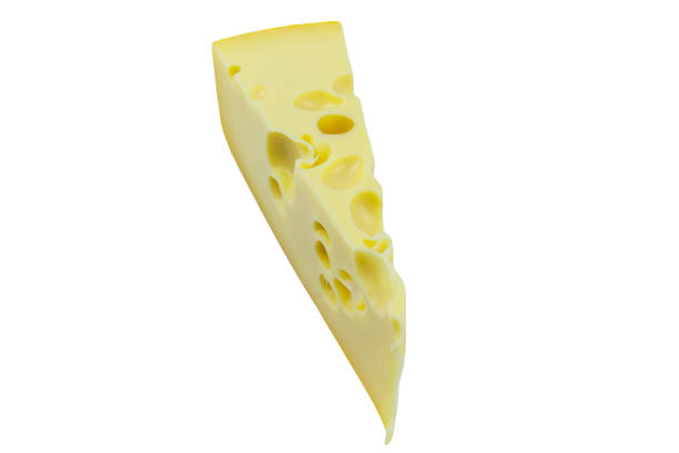 istock Piece of swiss cheese isolated on white background 1336018957