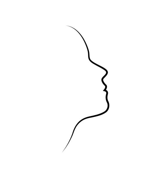 girl face profile female face profile line art illustration face outline stock illustrations