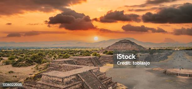 Pyramid Of The Sun In Mexico Stock Photo - Download Image Now - Mexico, Teotihuacan, Mayan