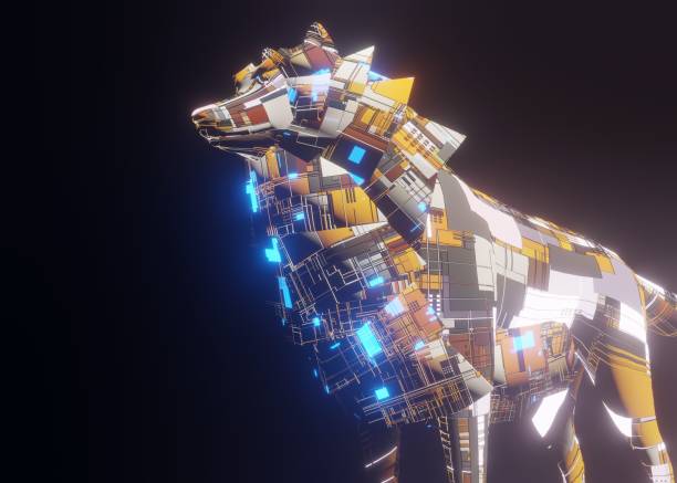 istock 3d rendering illustrations of a robotic science fictional mechanical wolf 1336027094
