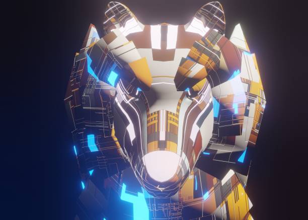 istock 3d rendering illustrations of a robotic science fictional mechanical wolf 1336027095
