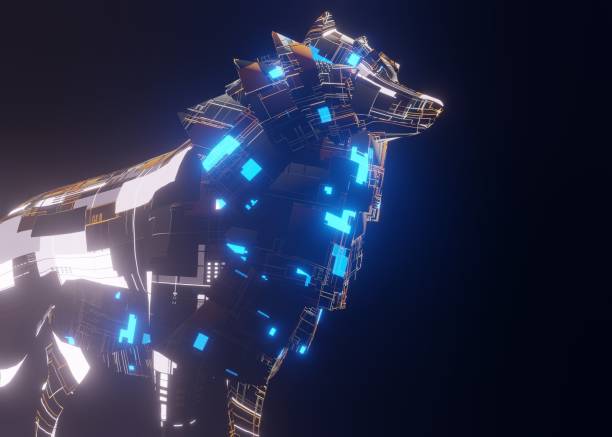 istock 3d rendering illustrations of a robotic science fictional mechanical wolf 1336027096