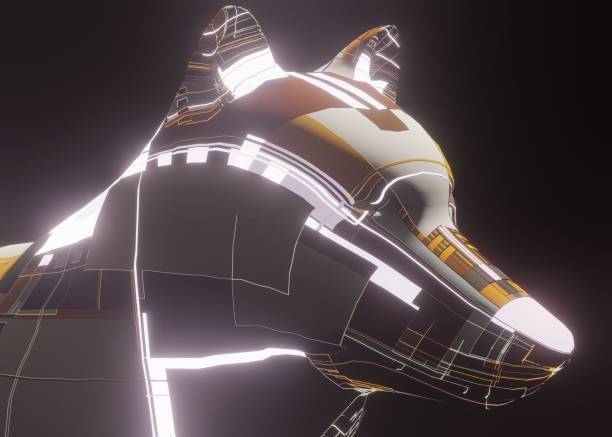 istock 3d rendering illustrations of a robotic science fictional mechanical wolf 1336027101