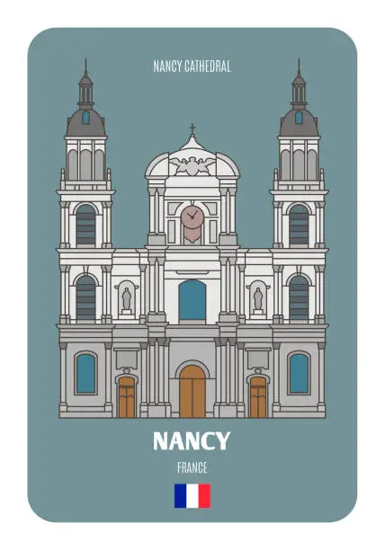 Vector illustration of Nancy Cathedral in Nancy, France