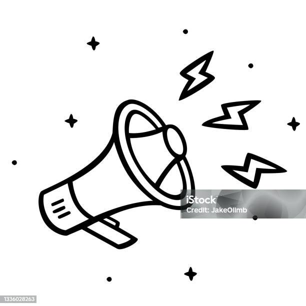 Megaphone Doodle 5 Stock Illustration - Download Image Now - Megaphone, Drawing - Art Product, Alertness