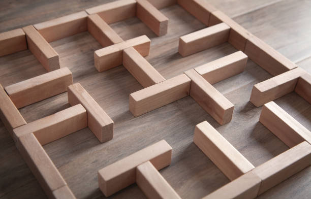 istock Labyrinth made in with wooden blocks. 1336030391