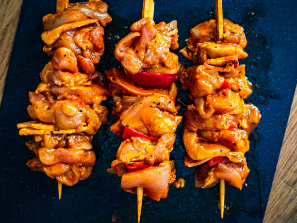 istock Uncooked shashlik prepared to grill 1336033247