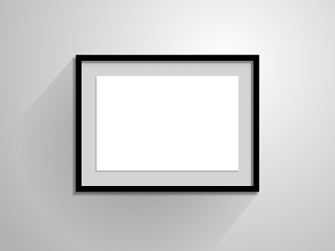 wide blank frame hanging on wall