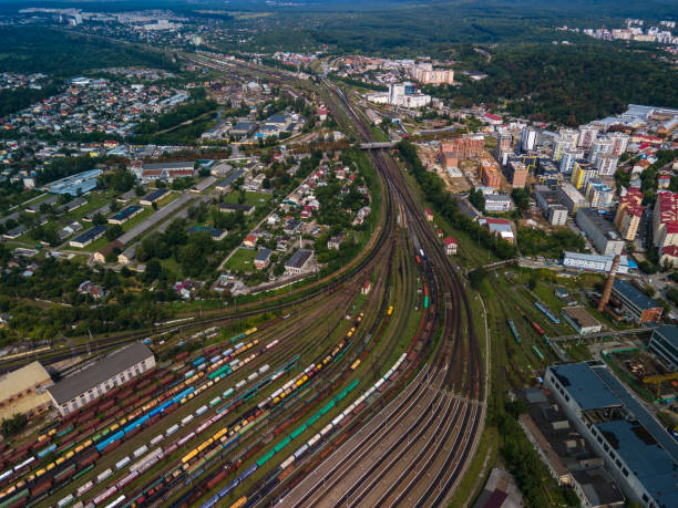 istock aerial view of railroad hub 1336041636