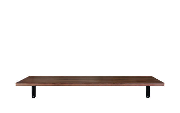 istock Empty brown wooden shelves 1336043214