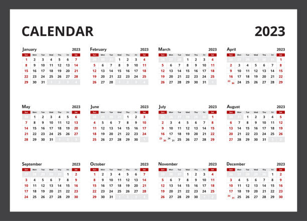 stockillustraties, clipart, cartoons en iconen met 2023 calendar template size a4 for corporate design week start on sunday. - april 2023