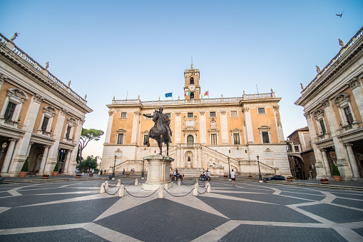 Rome, Italy - Juny, 2021: The Piazza del Campidoglio on Capitoline Hill ,Rome,Italy