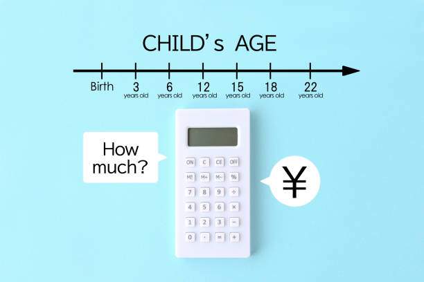 istock Child's age indication bar and calculator, financial planning for child image 1336052948