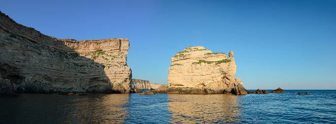 Rocky seashore of Cape Tarkhankut with the Turtle rock