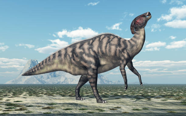 istock Dinosaur Parasaurolophus in a landscape 1336059738