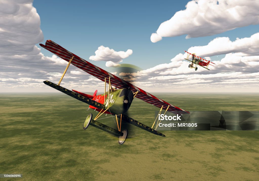 German fighter planes of World War I Computer generated 3D illustration with German fighter planes of World War I World War I Stock Photo
