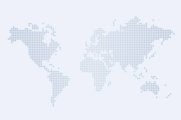 Dotted world map background Dotted world map vector background. Simple dot style world map - dotted technology style. 物の形 stock illustrations